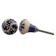 Cream Black Dotted Leaves Ceramic Cupboard Knob