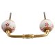 Red Floral Crackle Ceramic Bridge Handle