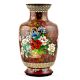 A  Cloisonne Enameled  Vase Decorated With Flowers on a Red Ground