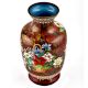 A  Cloisonne Enameled  Vase Decorated With Flowers on a Red Ground