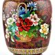 A  Cloisonne Enameled  Vase Decorated With Flowers on a Red Ground