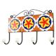 Orange Floral Ceramic Tile Hook