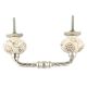 Cream With Brown Marigold Etched Ceramic Cut Bridge Handle