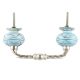 Turquoise With Brown Pattern Etched Ceramic Cut Bridge Handle 