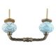 Turquoise With Brown Pattern Etched Ceramic Cut Bridge Handle 