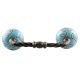 Turquoise Calla Lily Brown Etched Ceramic Cut Bridge Handle