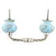 Turquoise Calla Lily Brown Etched Ceramic Cut Bridge Handle