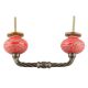 Red Leaf Flower Etched Ceramic Cut Bridge Handle