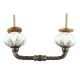White Base Grey Leaf Ceramic Melon Cut Bridge Handle