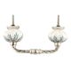 White Base Grey Leaf Ceramic Melon Cut Bridge Handle