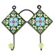 Forest Green Ceramic Floral Tile Hook