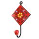 Tiny Flower Ceramic Tile Hook in Red