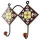 Ceramic Floarl Tile Hook in Brown
