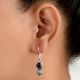 92.5 Sterling Silver Earrings Round Topaz In Silver Disk With Four Shouldered Balls Drop Earrings