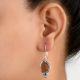 92.5 Sterling Silver Earrings Big Oval Drop Amethyst Dangler Drop Earrings