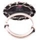 92.5 Sterling Silver Ring Oxidized  Amethyst And Leaf Pattern Adjustable Embossed Ring (Free Size)