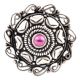 Oxidized 92.5 Sterling Silver Ring With Scroll Design Petals And Amethyst Stone (Free Size)