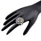 Oxidized 92.5 Sterling Silver Ring With Scroll Design Petals And Amethyst Stone (Free Size)