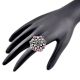 Embossed motifs 92.5 Sterling Silver Ring Round Amethyst stones Party Wear (Free Size)