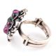 Engraved 92.5 Sterling Silver Ring Amethyst Stone Circle With Onyx Stone In The Centre (Free Size)