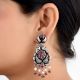 92.5 Sterling Silver Earrings Peacock Fuchsia Danglers With Red Chalcedony And Pearl Tassels For Girls