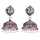 Peacock 92.5 Sterling silver Earring Amethyst Stone Pearl Hangings