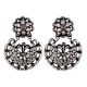 Embossed Design 92.5 Sterling silver Earring Chandbali Amethyst Stone Studdded Danglers