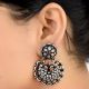 Embossed Design 92.5 Sterling silver Earring Chandbali Amethyst Stone Studdded Danglers