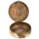 Round Brass Tiffin Box Delicate Design Cross  Pattern On lid With Handle And Latch