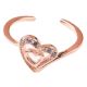 92.5 Sterling Silver Toe Ring With Double Heart For Women With Rose gold Polish (Pair)