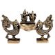 Brass Oil Lamp With  Laxmi Ganesha And Twin Peacocks Statue Festive Diya