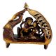 Ornate  Brass Radha Krishna Romance In Peacock Chowki