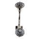 Blue Wheel Crackle Ceramic Silver Iron Hook