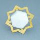 White Hexagon Stone Cabinet Brass Knobs