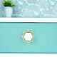 White Hexagon Stone Cabinet Brass Knobs