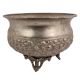 Old Copper Floral Design Embossed Bowl With Legs