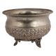 Old Copper Floral Design Embossed Bowl With Legs