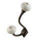 Cream Striped Small Ceramic Antique Iron Hook