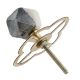 Grey And White Hexagon Stone Cabinet Knobs