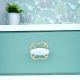 Oval White Stone with Brass Plates Knobs