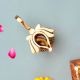 Brass Lotus Shape Oil Lamp On Stand With Handle