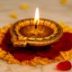Brass Flower Engraved Diya Oil Lamp