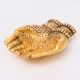 Engraved Design Two Hands Brass Diya Oil Lamp
