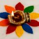 Engraved Design Two Hands Brass Diya Oil Lamp