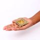Brass Engraved Square Oil Lamp Diya For Mandir