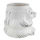 White Ceramic Hand Painted Lion Face Flower Pot