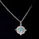 Round Starry Blue Stone 92.5 Sterling Silver Pendant Jewelry