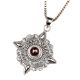 Purple Stone Silver Ornate Round Locket Necklace