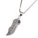 Amethyst Stone Feather 92.5 Sterling Silver Pendant