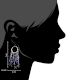 Blue Stone Bead Danglers in Sterling Silver Hoop Earrings